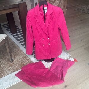 Bright Pink Double-Breasted Blazer and Pants Set